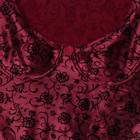 Sundazed (Italy) Floral Velvet Satin Polyester Bustier Top Bordeaux : XS - Picture 9 of 9